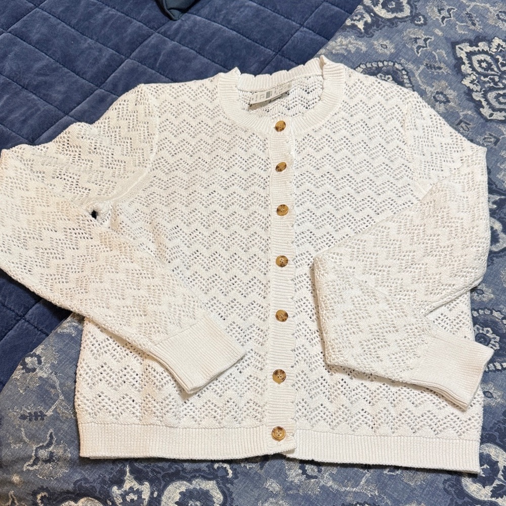 J. Crew Cream Button-Up Cardigan